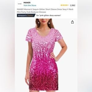 Sparkly party dress ombré silver/pink sequin dress size XL. Worn once.